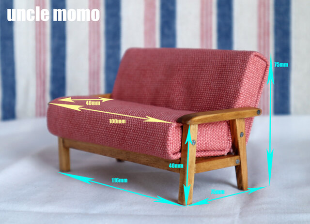アンティーク♡ドール用ソファ Antique sofa miniature made from wooden boards [1/12 scale