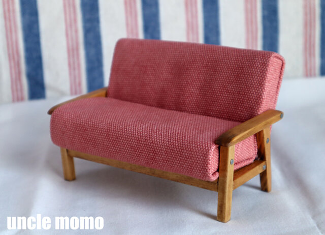 アンティーク♡ドール用ソファ Antique sofa miniature made from wooden boards [1/12 scale