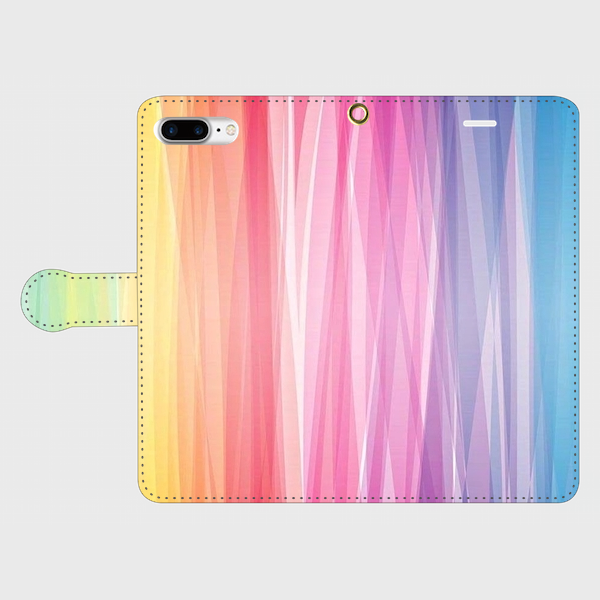 アートペイント「手の中の虹」 iphone 6plus/7plus/8plus 等大サイズ専用 手帳型スマホケースの画像1枚目