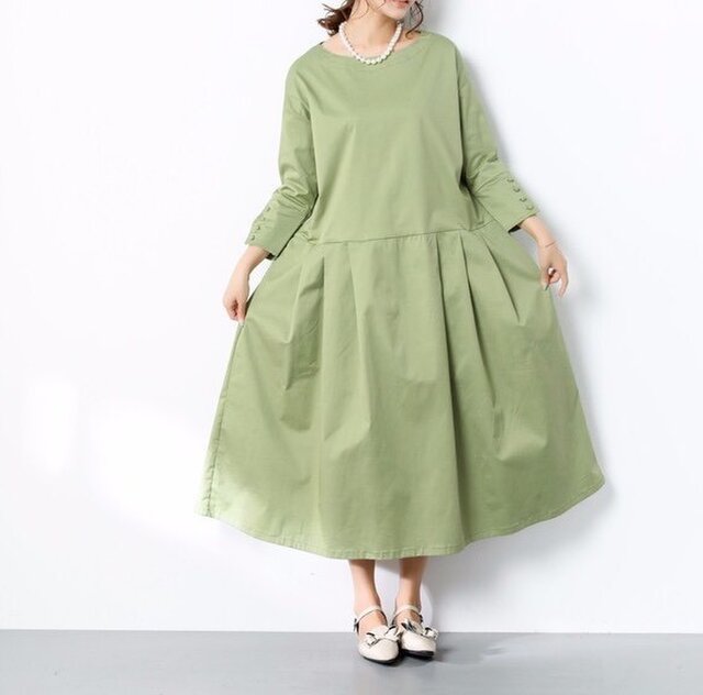 (再販)コットン タック ゆったり ワンピース ♪オーダーサイズ可の画像1枚目