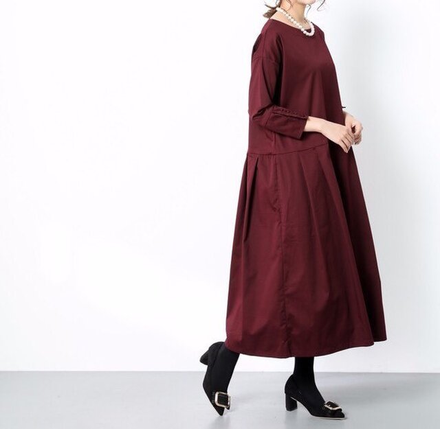 M&KYOKO リネンコットン オーバーサイズワンピース 装飾 タック GRANDMA MAMA DAUGHTER｜コットン リネン ハーフスリーブ ループ