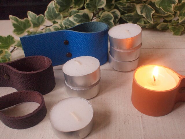 本革 ティーライトキャンドルホルダー1・2・3！ 3個セット | iichi