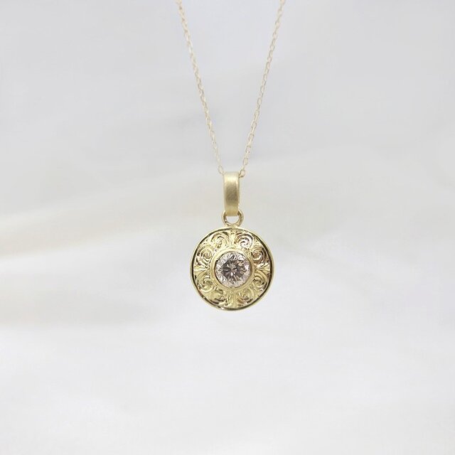 rosette ライトブラウンダイヤペンダント 0.32ctの画像1枚目