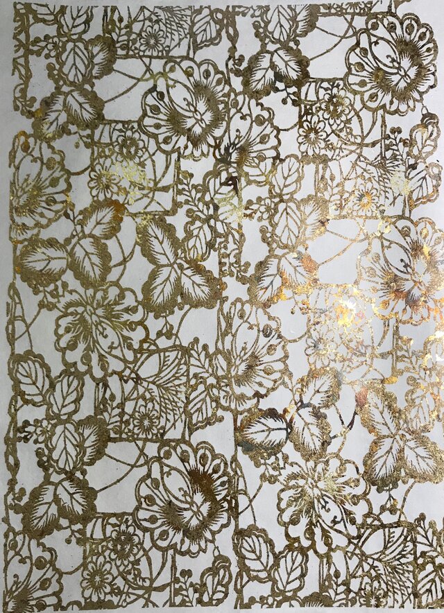 ギルディング和紙 花園柄生成和紙黃混合箔の画像1枚目