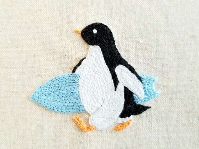 ペンギンの夏ポーチ【受注制作・夏季限定8/31まで】 刺繍 | iichi 日々