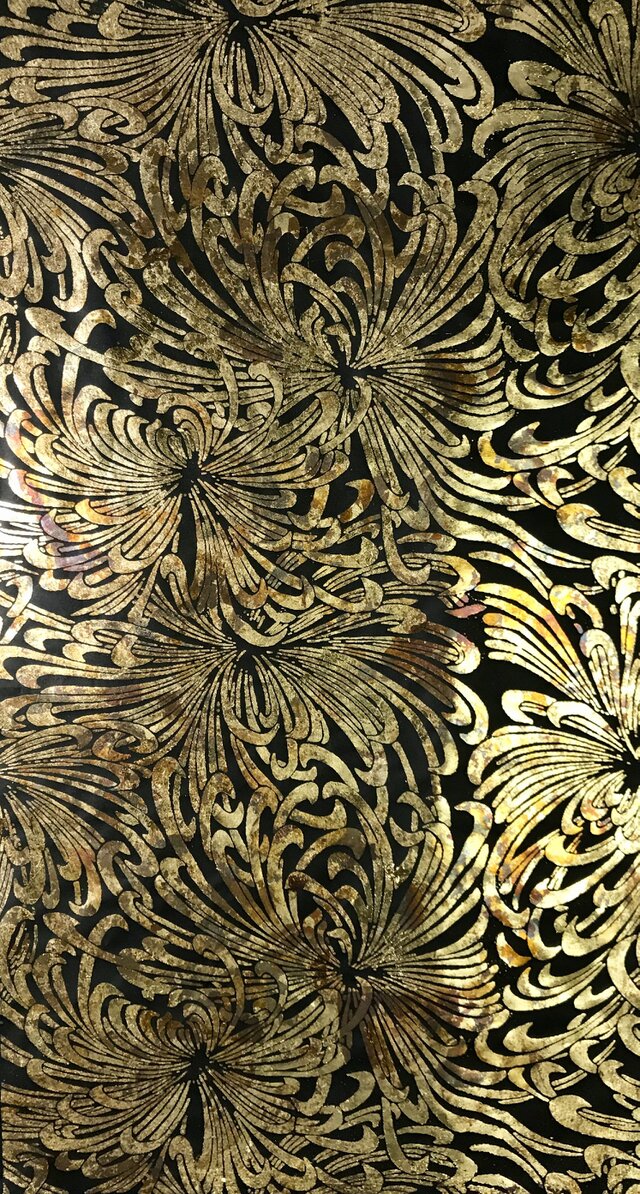 ギルディング和紙 乱菊柄黒和紙黃混合箔の画像1枚目