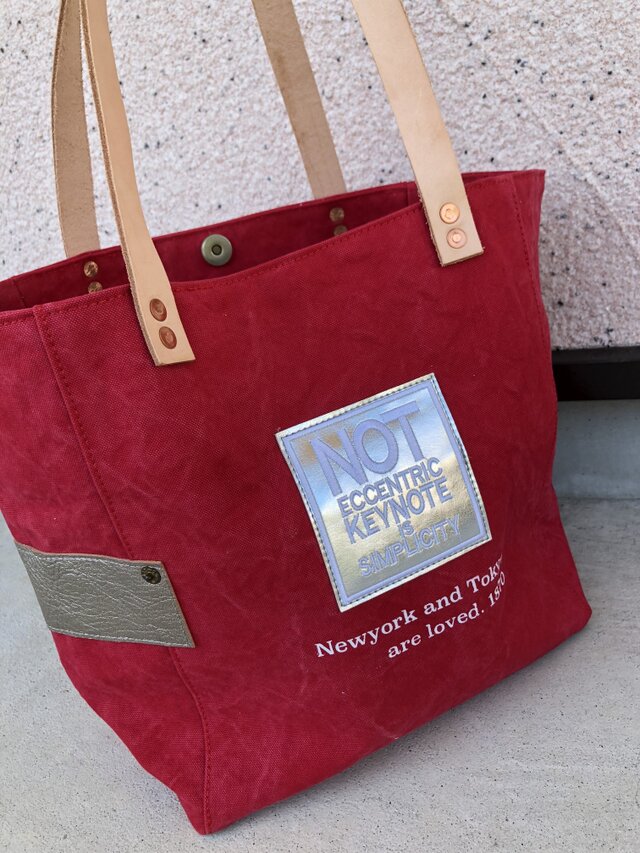 宅急便送料無料☆army duc square tote bag M patch S redの画像1枚目