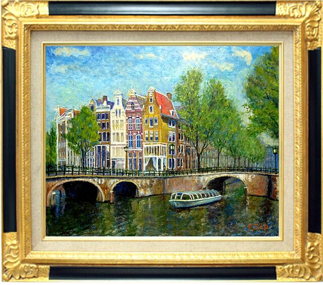 運河の風景画 運河のある風景 絵画買取・販売の小竹美術
