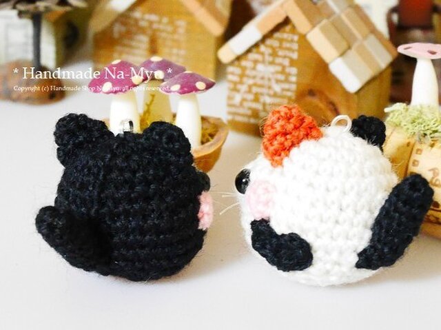 受注制作】あみぐるみ・korokoroにゃんこ（S）／ボールチェーン