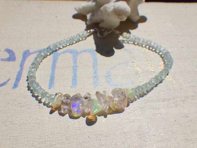 Ice Rock &Opal blue topaz bracelet*sv925*の画像1枚目