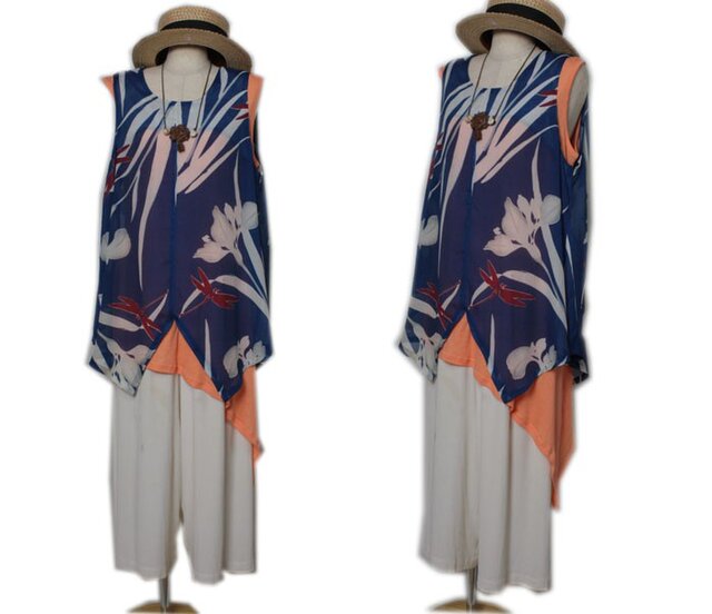 リメイク実用例04:正絹絽の小紋を使った着物リメイクーkimono☆ベストの画像1枚目