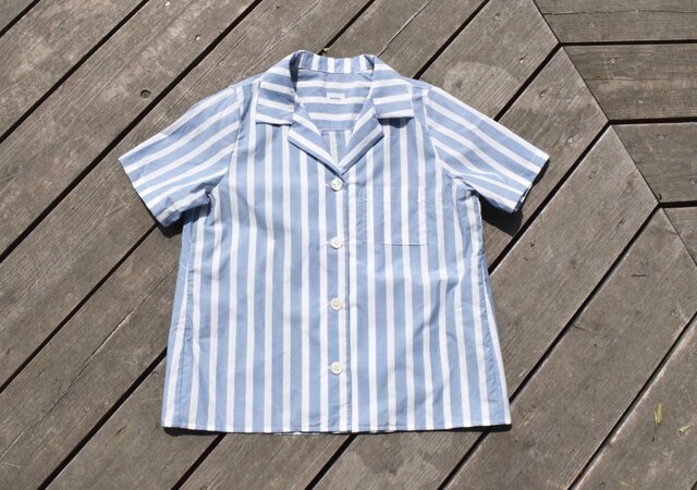 播州織 bansyuori cotton ストライプ リラックス リゾートワイドシャツの画像1枚目