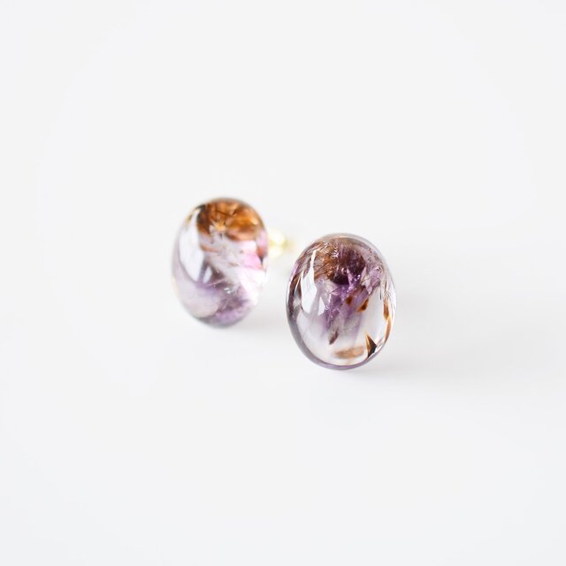 天然石ピアス/カコクセナイトの画像1枚目