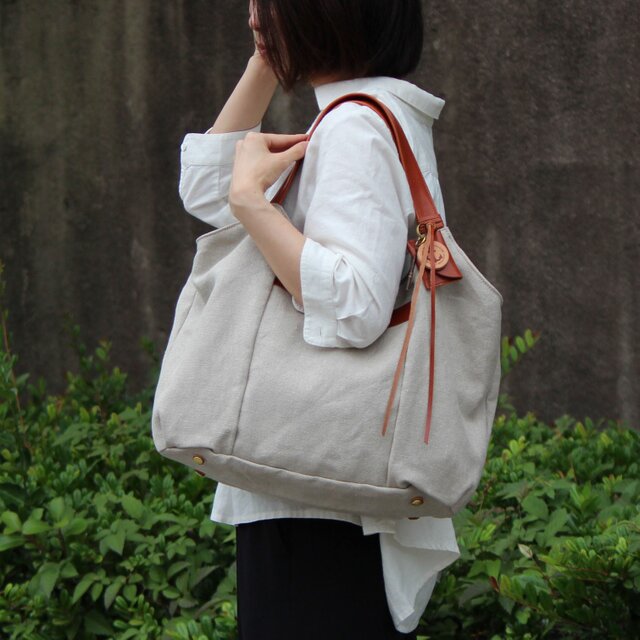 tanton-linen-レッドブラウン(リネン帆布×レザーバッグ)の画像1枚目