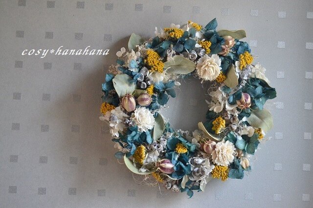 フーセンポピーとヤローのwreathの画像1枚目
