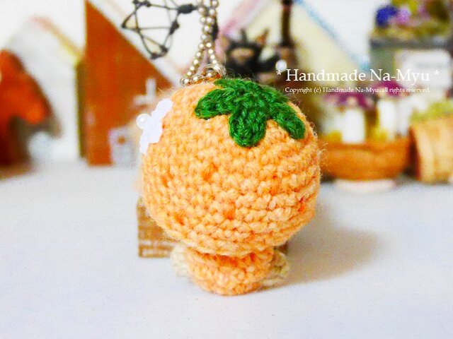 受注制作】あみぐるみ☆オレンジの着ぐるみベビーちゃん（S）／ボール