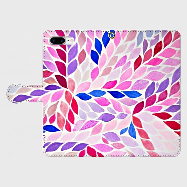 アートペイント「ペタル」 iphone 6plus/6splus/7plus/8plus専用 手帳型ケースの画像1枚目