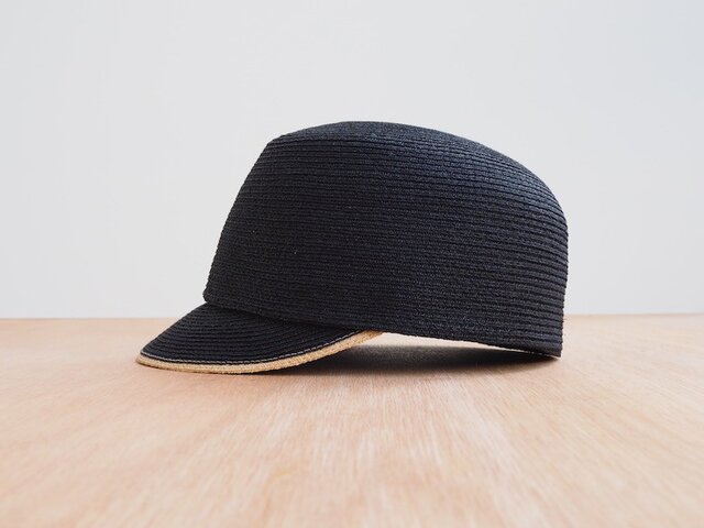 Raffia Cap - black × naturalの画像1枚目