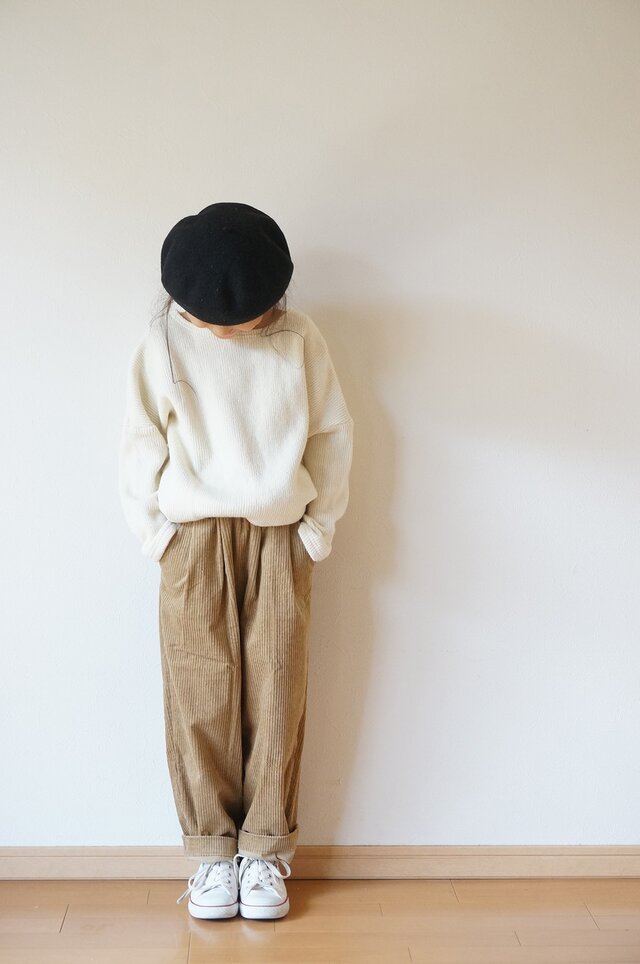 Stretch corduroy tuck pants kids 1,2sizeの画像1枚目