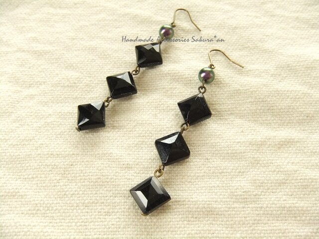 Pierces or Earrings ブルーゴールドストーン 淡水パール(P0814)の画像1枚目