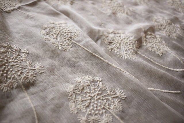 【受注製作】上品な着心地 薄手シフォンカーディガン 花柄刺繍 七分丈 透けの画像1枚目