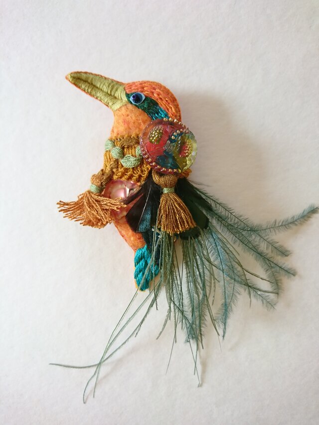 IRODORI AZ brooch(アカショウビン)の画像1枚目
