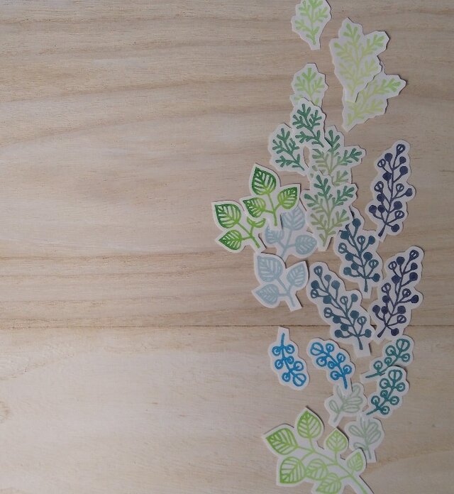 消しゴム版画 「リーフのシール(リニューアルタイプ)」の画像1枚目