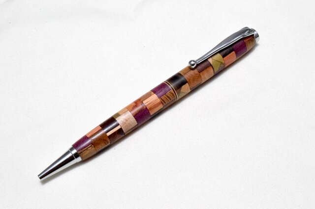 (再出品)【寄木】手作り木製ボールペン スリムライン CROSS替芯の画像1枚目