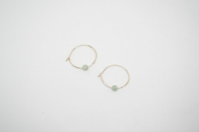 再販*14kgf*翡翠*フープピアス #446の画像1枚目