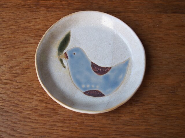 水色の鳥の小皿の画像1枚目