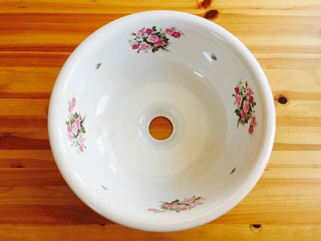 陶器製 薔薇の洗面ボウル国産ウォッシュボウルローズトイレカウンター
