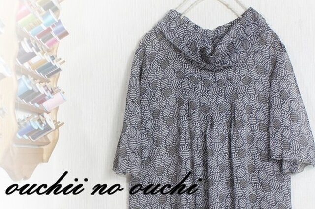 リバティ シフォン♪ 巻きロックフリルのタックチュニックワンピの画像1枚目