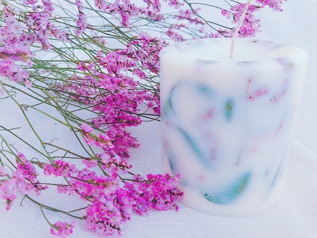 soycandle*ボタニカルキャンドル*アロマキャンドル*100%ソイワックス*ドライフラワー*リモニューム*ユーカリ*の画像1枚目