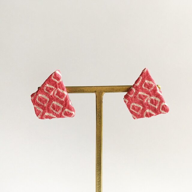 有松絞りピアス::しかく赤