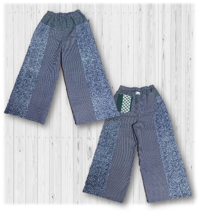 38　履くと可愛い浴衣パッチワークワイドパンツ