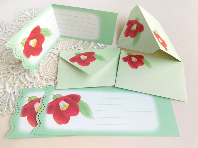 椿のミニ封筒＆メッセージカード（外模様） | iichi 日々の暮らしを