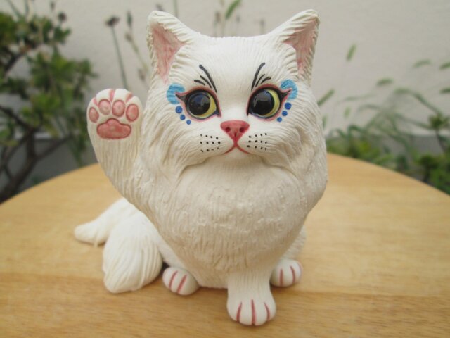金運アップ★猫又・招き猫(長毛種)の画像1枚目