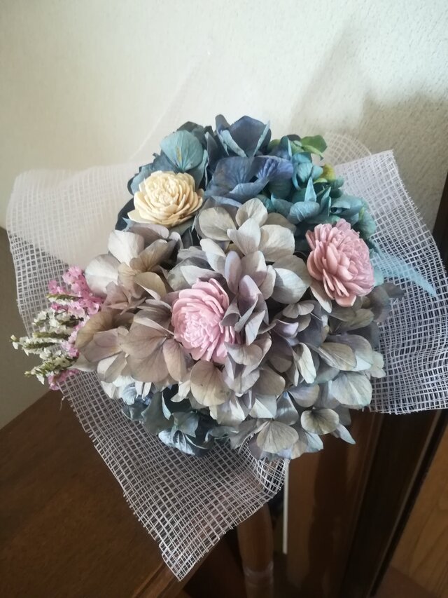 [送料無料]ドライフラワーブーケ*スワッグ◆あじさいと、