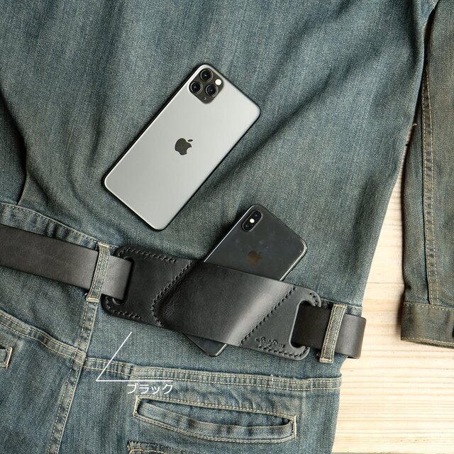 ヒップホルスター型iPhone用レザースマホケース(iPhone17,16,15～6/Pro