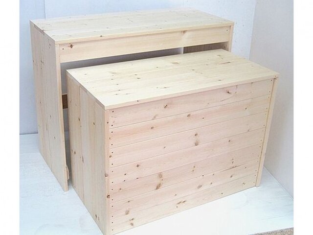 木製ディスプレイテーブル_2個セット_幅100cm×奥行45cm×高さ80cm_無塗装_UN811Nの画像1枚目