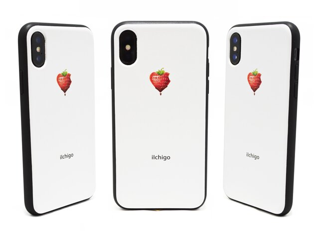 《iIchigo》チョコ いちご ハート iPhoneX / iPhone10 レザーケースフルカバー(オフホワイト)の画像1枚目