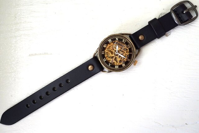 メカニックゴールド AT ブラック 真鍮 手作り腕時計 | iichi 日々の