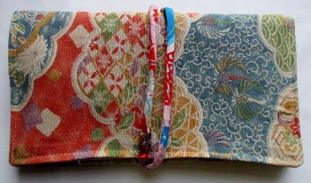 送料無料 花柄の着物で作った和風財布・ポーチ 3719の画像1枚目