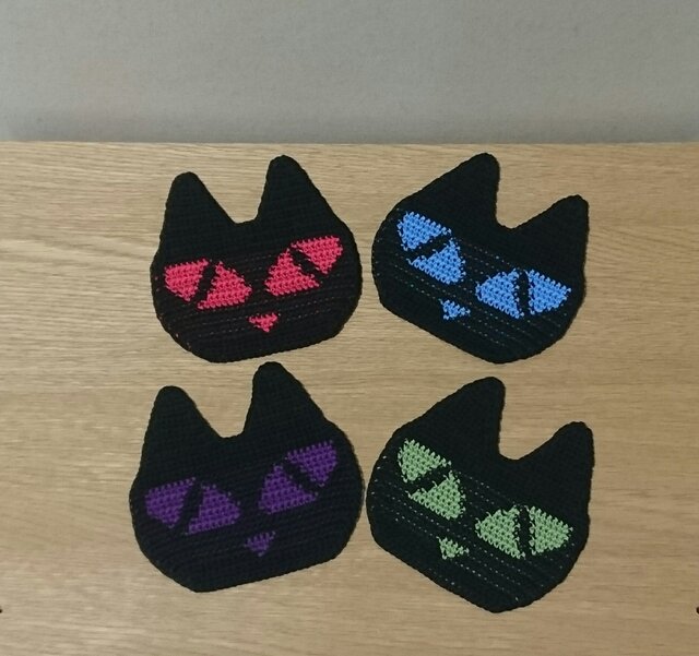 ハロウィンコースター4枚セット☆ネコの画像1枚目