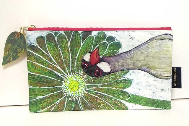 文鳥(花)のポーチの画像1枚目