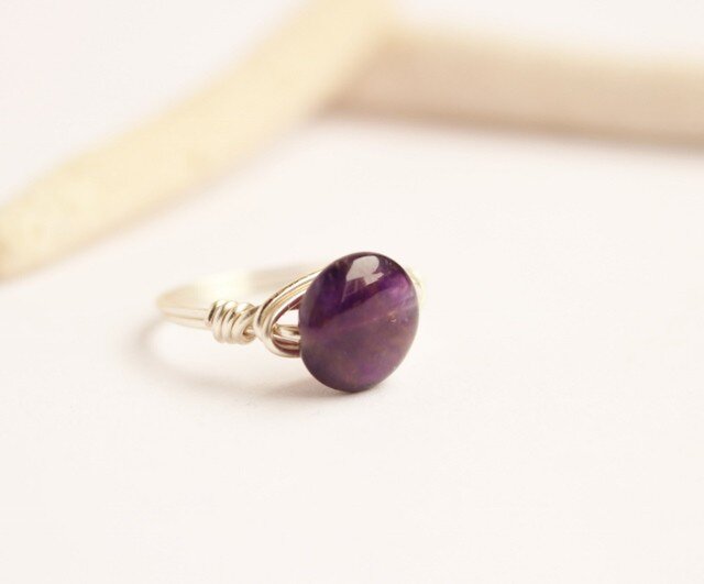 アメジスト コイン Wire Ringの画像1枚目