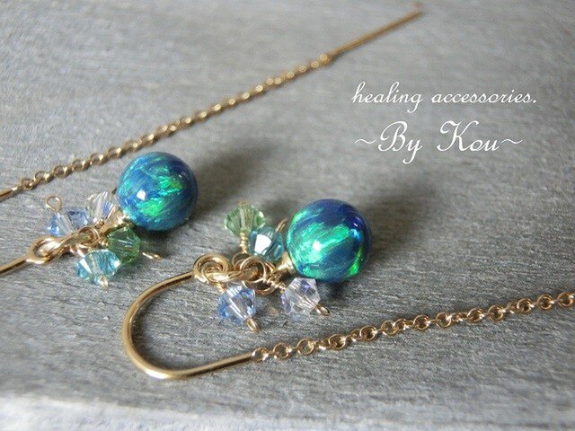 ~✶揺らめく誘惑の瑠璃色✶~Kyoto Opal ピアス。の画像1枚目