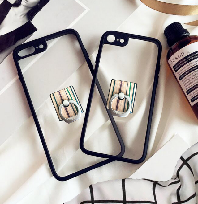 iPhoneケース オリジナルバンカーリング 縁ブラッククリアケース iPhone8/7/ 7+/8+/Xの画像1枚目