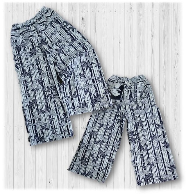 41　履くと可愛い浴衣パッチワークワイドパンツ