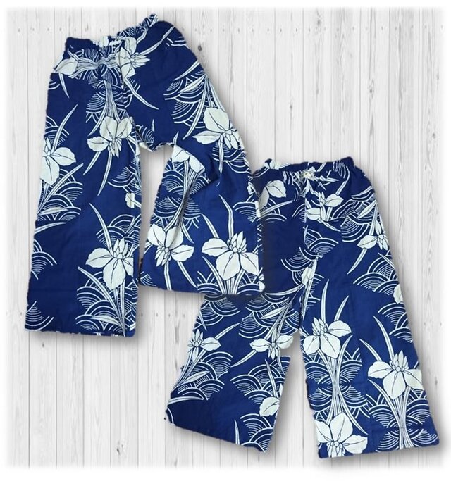 42　履くと可愛い浴衣パッチワークワイドパンツ